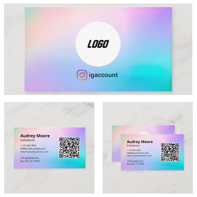 Tarjeta De Visita Esteticismo de código QR de logotipo (Logo QR Code Esthetician Business Card
)