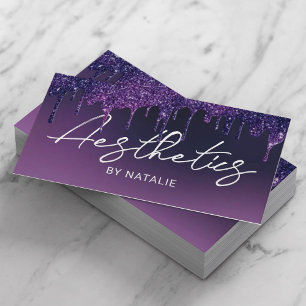 Tarjeta De Visita Esteticismo Elegante Estética Púrpura De Skincare