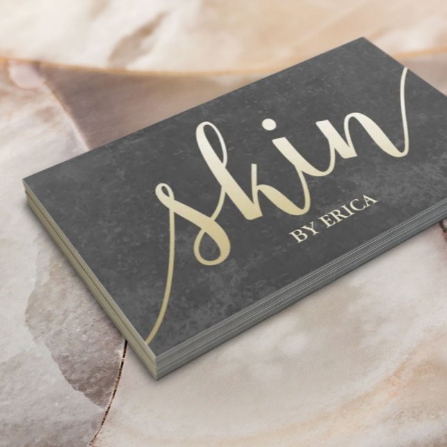 Tarjeta De Visita Esteticismo Elegante Oro y Gris Cuidado de la Piel (Subido por el creador)