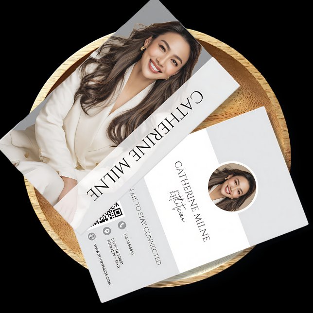 Tarjeta De Visita Esteticista Belicato Gris Código QR y foto (Subido por el creador)