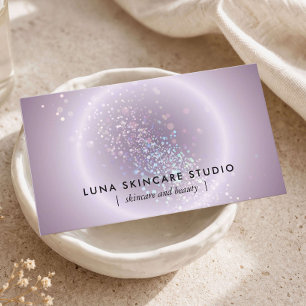 Tarjeta De Visita Esteticista Brillo Celestial Lavanda Suave Moderna