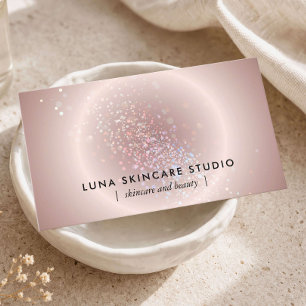 Tarjeta De Visita Esteticista Celestial Glow Blush Pink Luxury