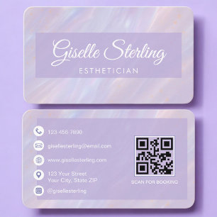 Tarjeta De Visita Esteticista Código QR Iridescente Profesional