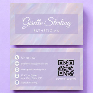 Tarjeta De Visita Esteticista Código QR Opal Pastel irlandés