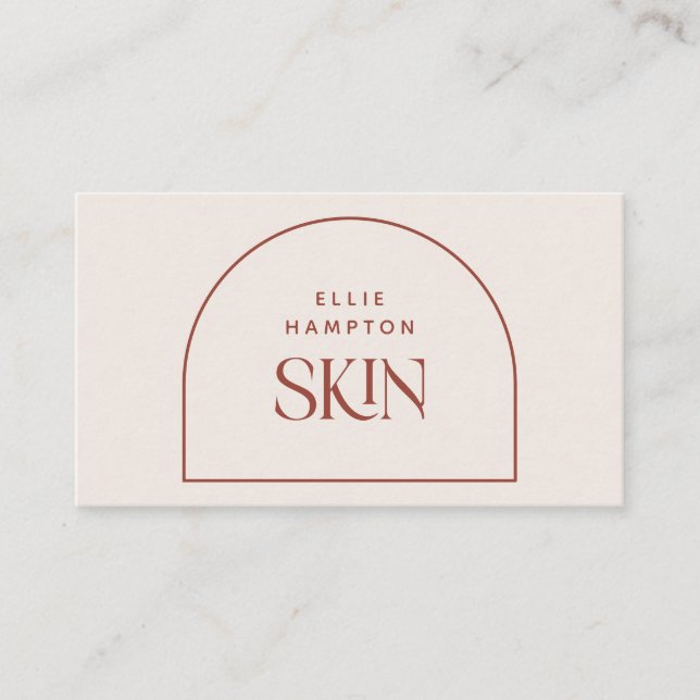 Tarjeta De Visita Esteticista de belleza de arco de terracota minima (Anverso)