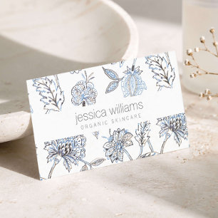 Tarjeta De Visita Esteticista de Belleza Elegante con Patrón Floral 