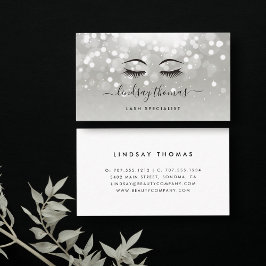 Tarjeta De Visita Esteticista de brillo platino o artista de maquill