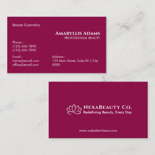 Tarjeta De Visita Esteticista de Elegante Magenta Beauty Cosmetics