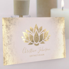 Tarjeta De Visita esteticista de faux gold Relieve metalizado lotus