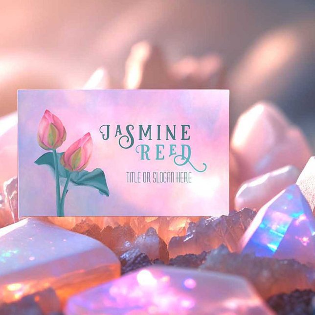 Tarjeta De Visita Esteticista de flor de Lotus opalescente suave pas (If you a Reiki Master or an Healing Energy Therapist, this is the perfect beautiful business card!)