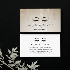 Tarjeta De Visita Esteticista de la lluvia dorada o artista de maqui