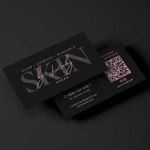 Tarjeta De Visita Esteticista de lujo minimal rosa negro
