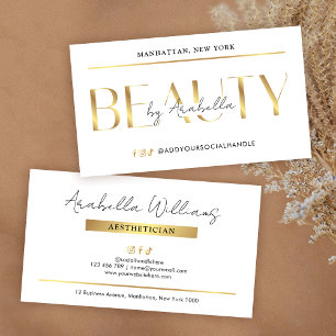 Tarjeta De Visita Esteticista de Salón de Belleza Glam Gold Moderno