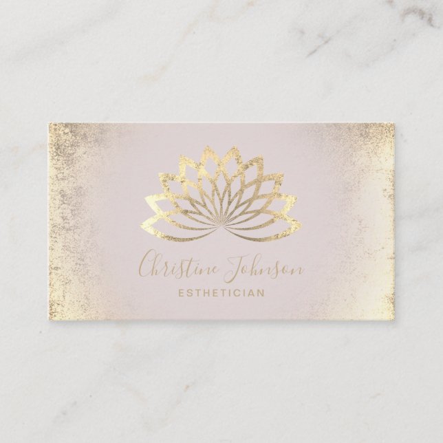 Tarjeta De Visita esteticista del logo de faux gold Relieve metaliza (Anverso)