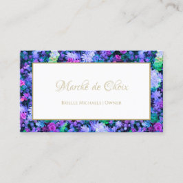 Tarjeta De Visita Esteticista del Salón Floral Púrpura