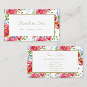 Tarjeta De Visita Esteticista del Salón Floral Rojo