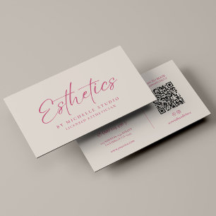 Tarjeta De Visita Esteticista Elegante Monograma en Rosa Arena