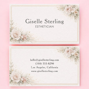 Tarjeta De Visita Esteticista Floral Neutral Profesional