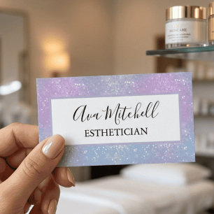 Tarjeta De Visita Esteticista Glitter Pastel Chic