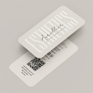 Tarjeta De Visita Esteticista Licenciada Código QR Mínimo de Arena