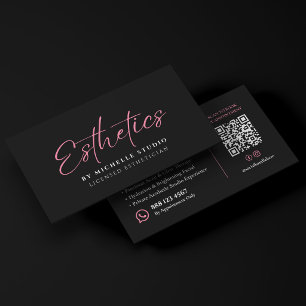 Tarjeta De Visita Esteticista Licenciada Elegante Escritura Rosa Est