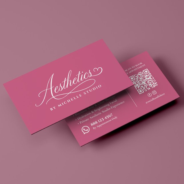 Tarjeta De Visita Esteticista Luxury Script Aesthetics Rosa (Esthetician Luxury Script Aesthetics Pink Business Card
)