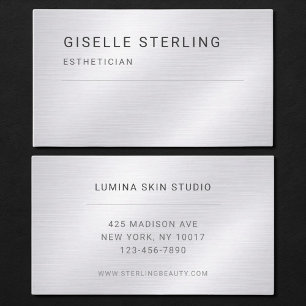 Tarjeta De Visita Esteticista metálico plateado profesional