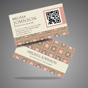Tarjeta De Visita Esteticista Moderna QR Geométrico Retro Autobús de