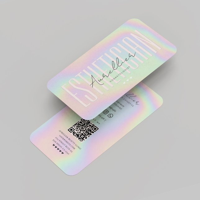 Tarjeta De Visita Esteticista moderno Cosmetólogo Holográfico (Modern Esthetician Cosmetologist Holographic Business Card
)