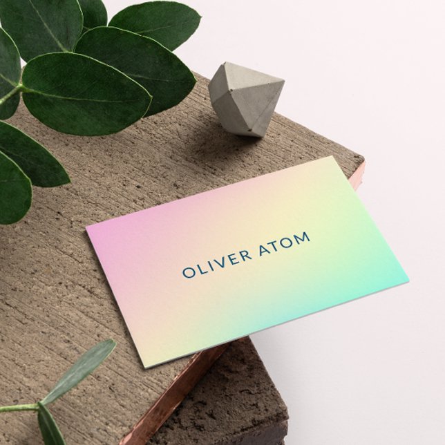 Tarjeta De Visita Esteticista moderno holográfico pastel (Pastel Holographic Modern Esthetician Business Card)