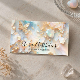 Tarjeta De Visita Esteticista Opalo Elegante Piedra de Luna Lujo Cui