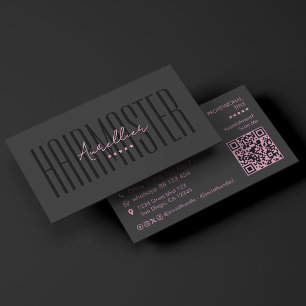 Tarjeta De Visita Esteticista Rosa Pelo Negro Estilista Terapeuta de