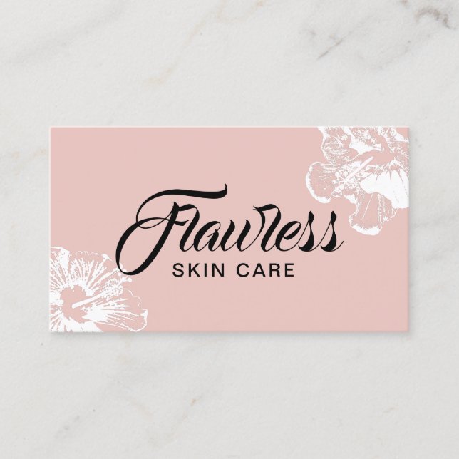 Tarjeta De Visita Esteticista Rubor Elegante Rosa Floral (Anverso)
