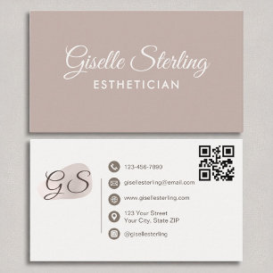 Tarjeta De Visita Esteticista Rubor Mauve Modern Elegant Código QR