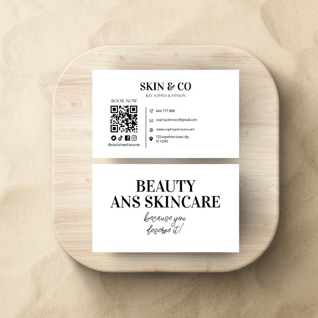 Tarjeta De Visita Esteticista Salón de belleza de la piel Minimalist (Subido por el creador)
