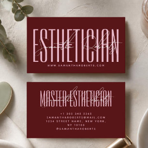 Tarjeta De Visita Esteticista tipografía moderna script rojo