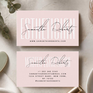 Tarjeta De Visita Esteticista tipografía moderna script rosa rubor