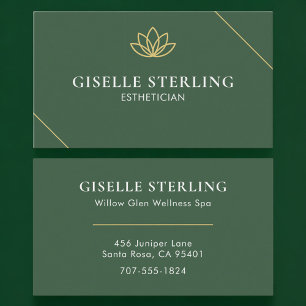 Tarjeta De Visita Esteticista Verde Oro