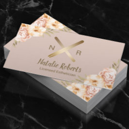 Tarjeta De Visita Esteticista Wax Stick Twezzer Vintage Floral Rubor