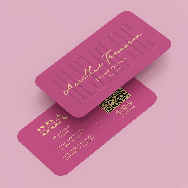 Tarjeta De Visita Estético estético estético rosado moderno (Beautician Esthetician Aesthetic Pink Modern Business Card
)