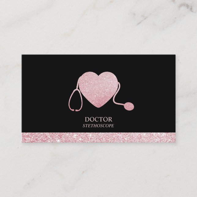 Tarjeta De Visita Estetoscopio Corazón Brillante (Anverso)