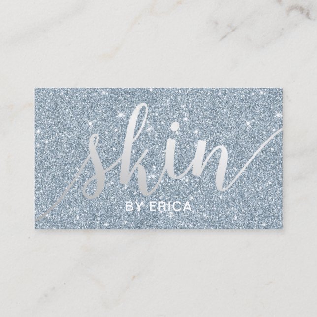 Tarjeta De Visita Esthetician azul polvoriento elegante del (Anverso)