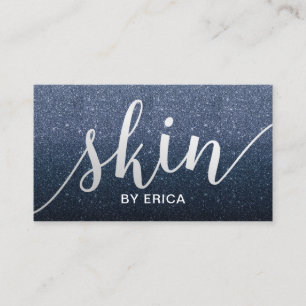 Tarjeta De Visita Esthetician elegante del purpurina de los azules