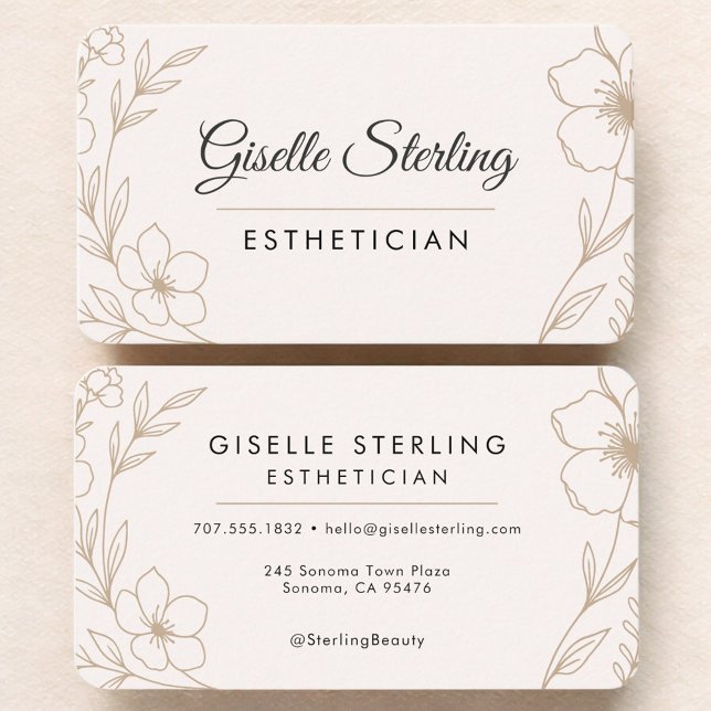 Tarjeta De Visita Esthetician Floral Botanical (Subido por el creador)