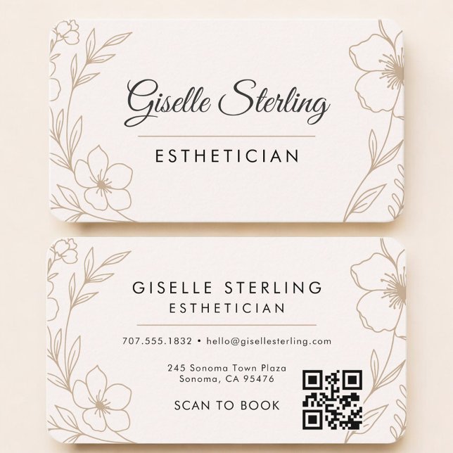 Tarjeta De Visita Esthetician Floral QR Code Professional (Subido por el creador)