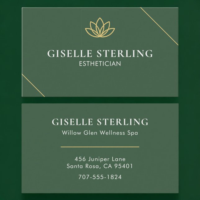 Tarjeta De Visita Esthetician Green Gold (Subido por el creador)