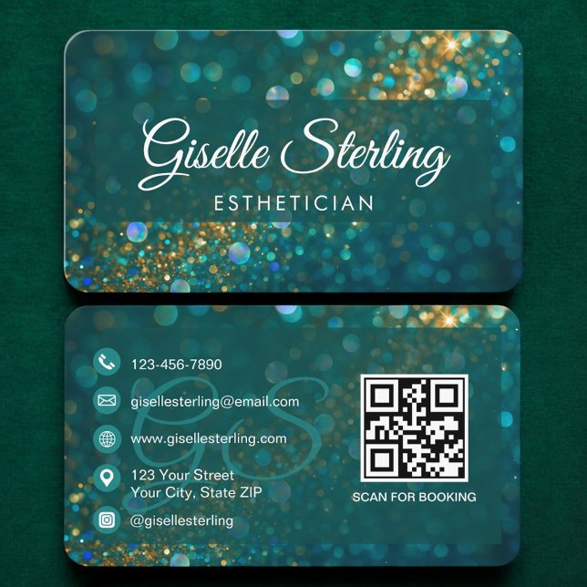 Tarjeta De Visita Esthetician Green QR Code (Subido por el creador)
