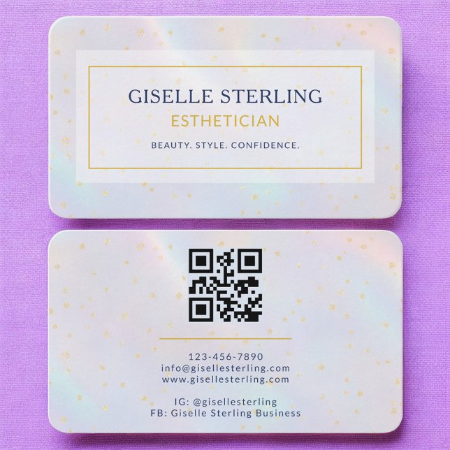 Tarjeta De Visita Esthetician Holographic QR Code (Subido por el creador)