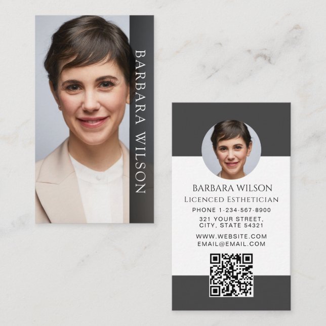 Tarjeta De Visita Esthetician Med Spa Luxury Beauty qr code (Anverso / Reverso)