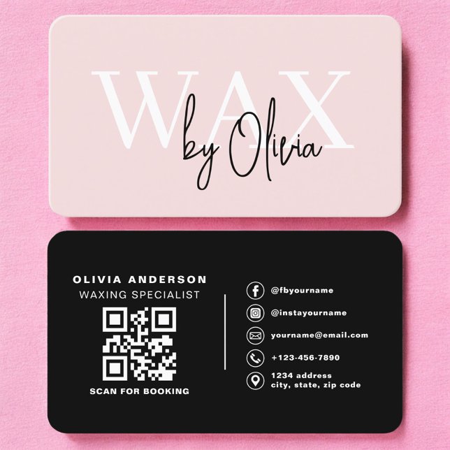 Tarjeta De Visita Esthetician Wax Specialist Pink QR Code (Subido por el creador)